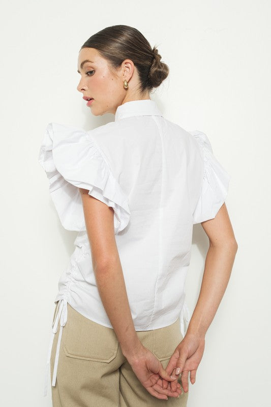 Blusa blanca con mangas puffed