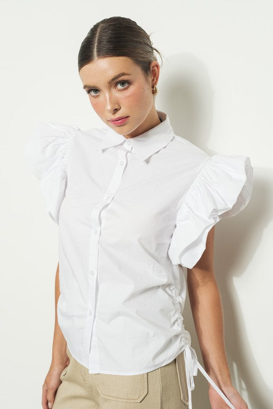 Blusa blanca con mangas puffed