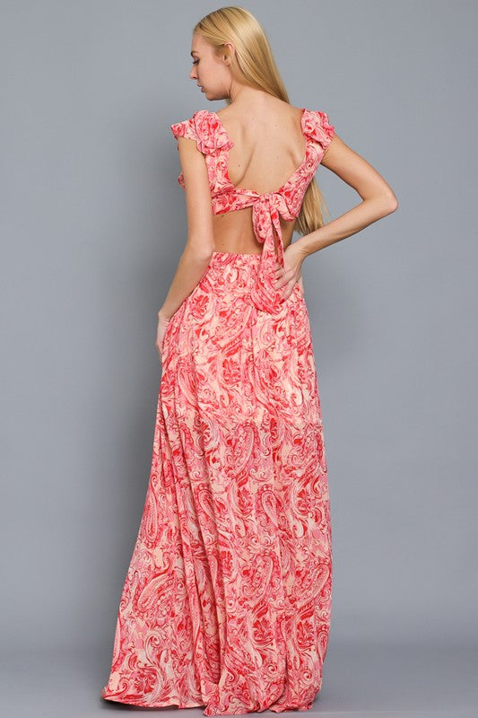 Vestido maxi floral rosado