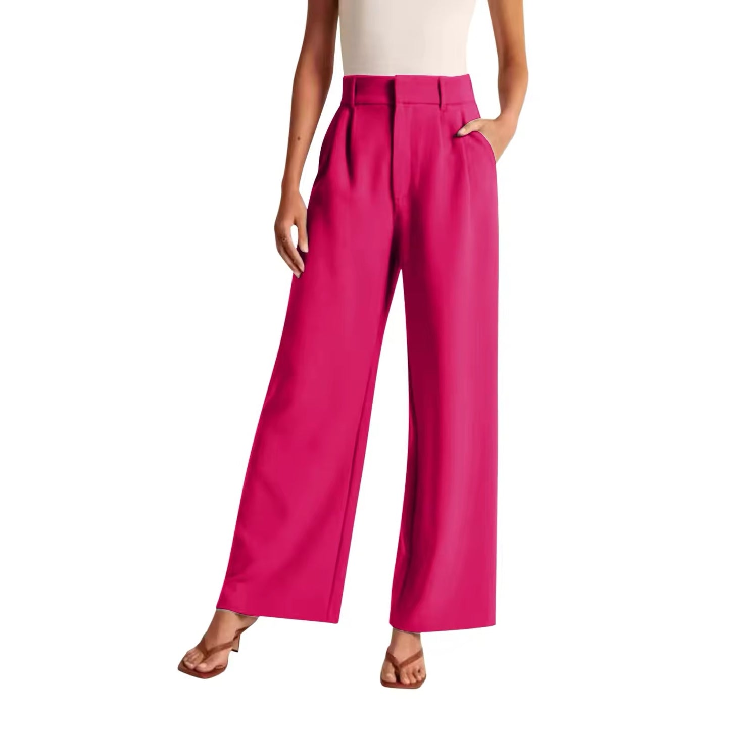 Pantalón de tela formal fucsia