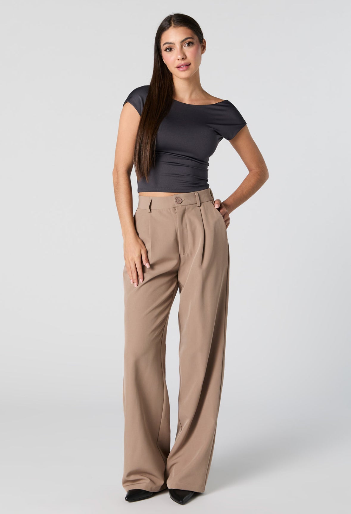 Pantalón de tela formar beige