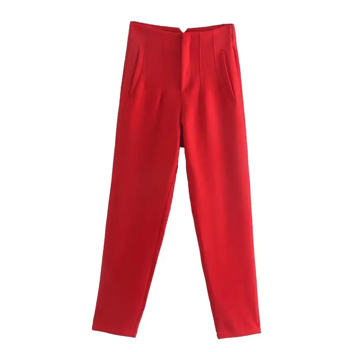 Pantalón de tela tiro alto rojo