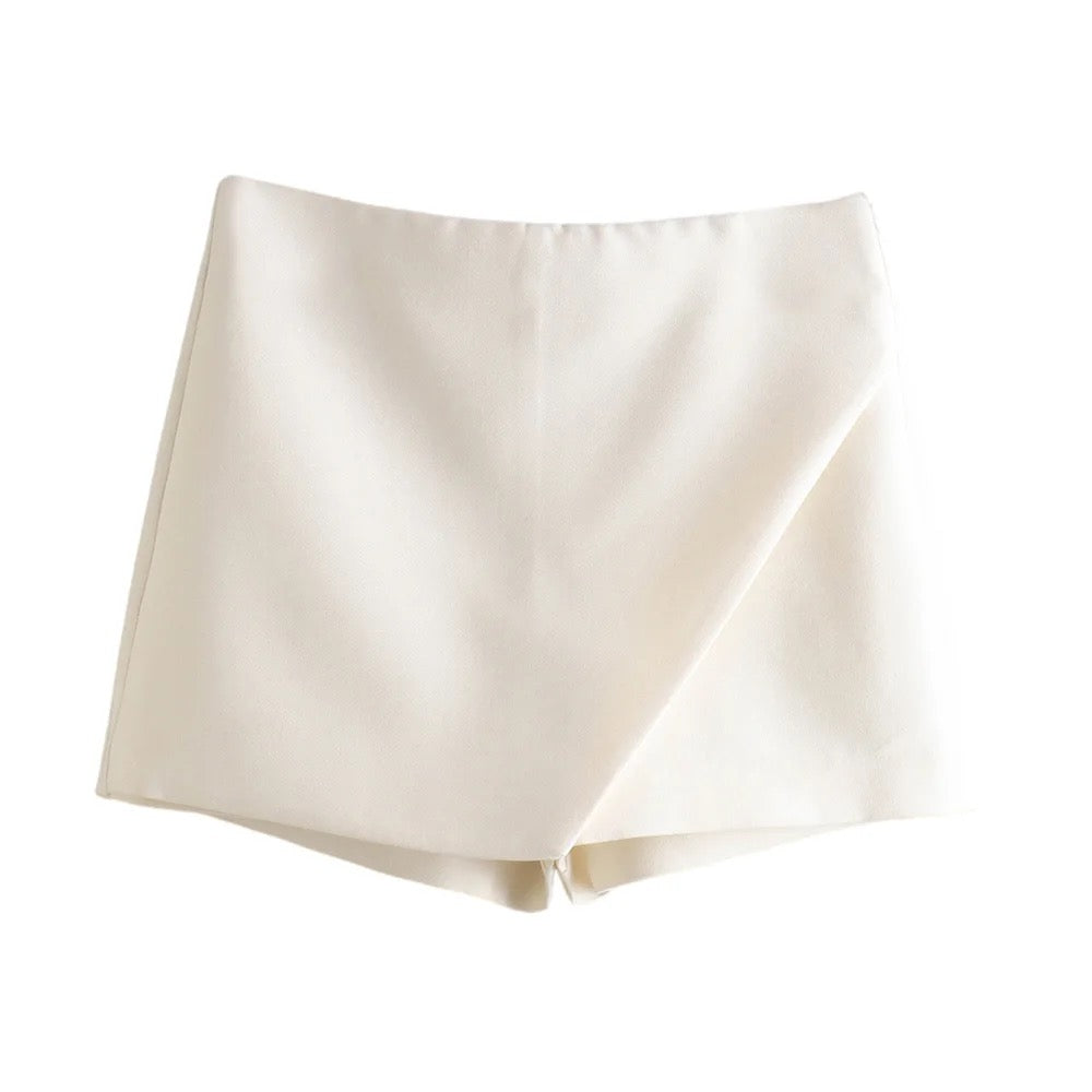 Falda Short  asimétricos blanco hueso