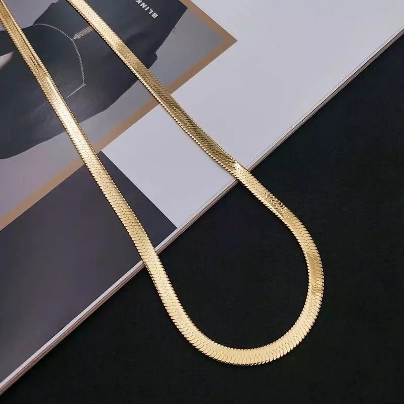 Cadena plana de plata 925 con laminado de Oro 18K