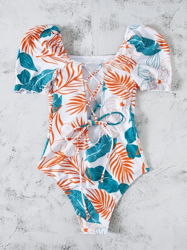 Traje de baño estampado tropical