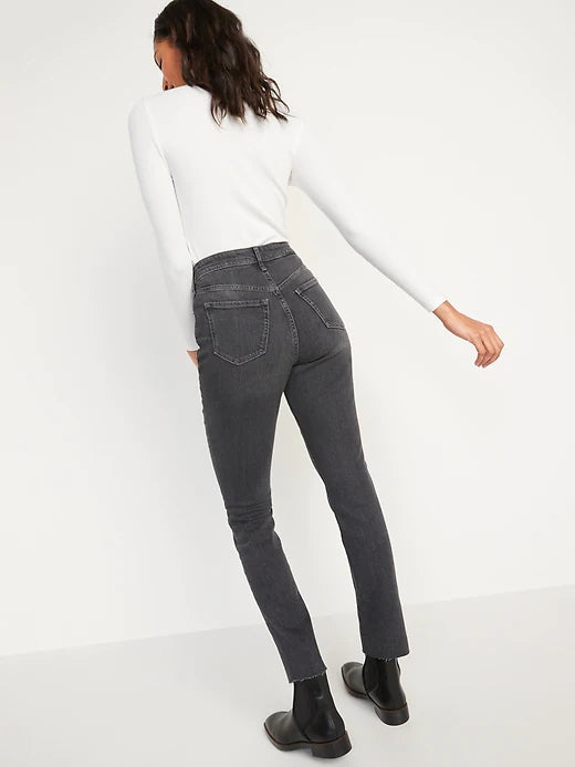 Extra High-Waisted Skinny Gray Cut-Off Jeans