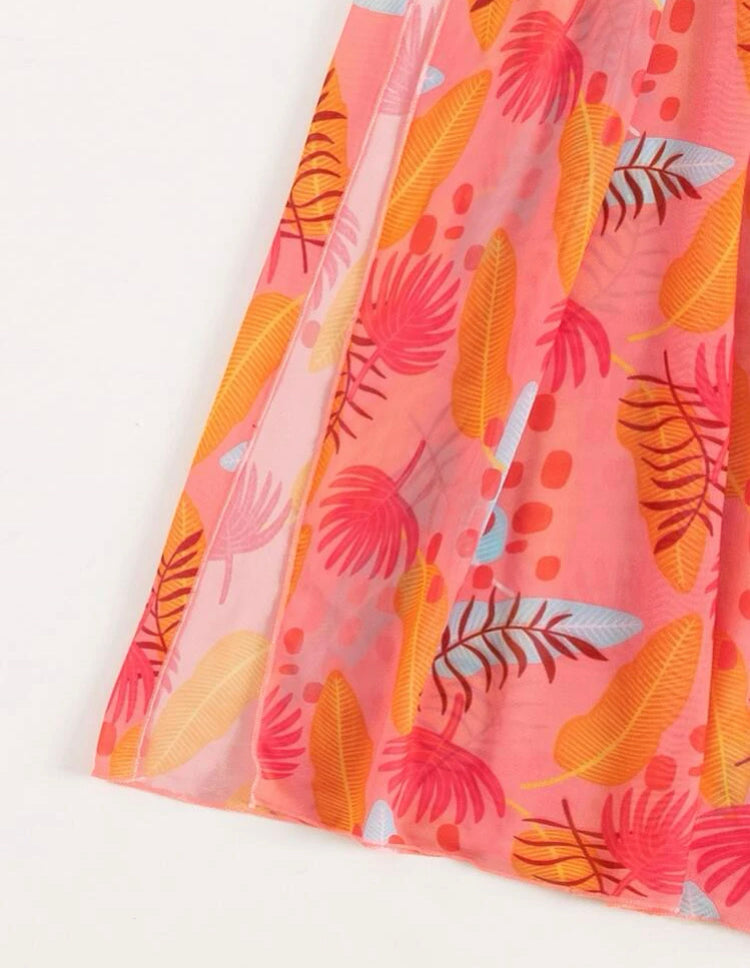 Traje de baño de 3 piezas estampado naranja